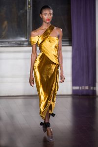 nyfw fall 17 trends gold vlevet strapless gown