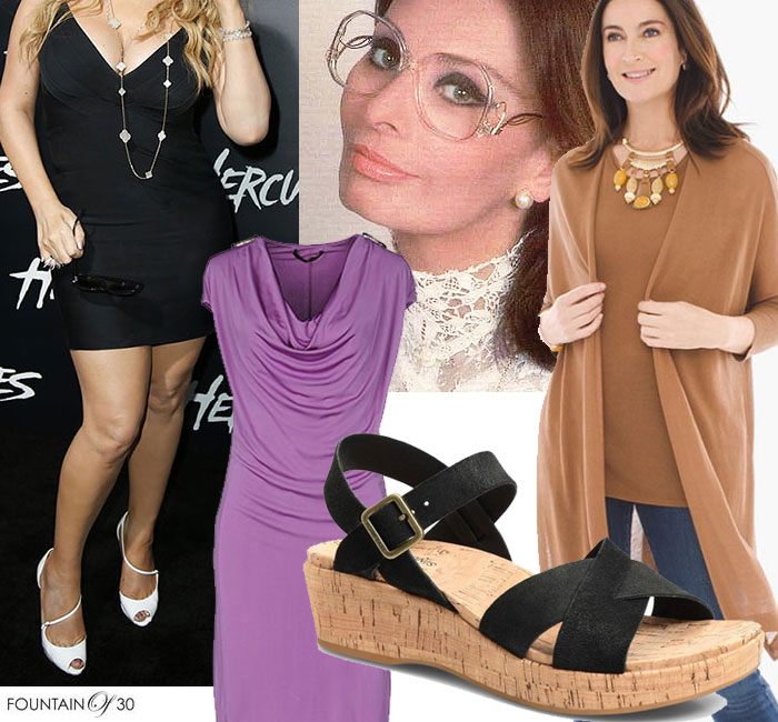 Fashion Mistakes That Make You Look Older too short dress out of style glasses cork sole sandal and oversize sweater set