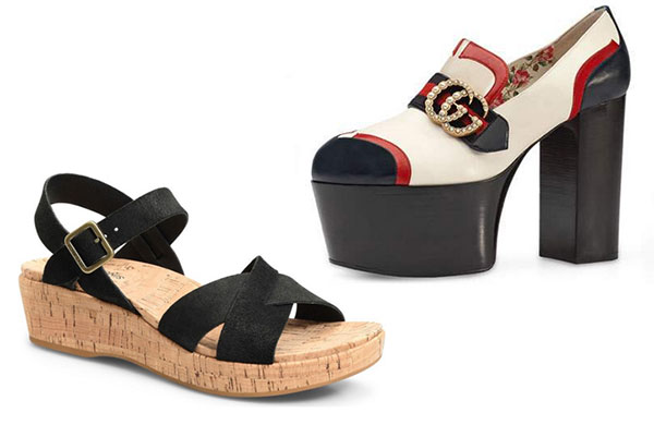 10 fashion mistakes that make you look older chunky shoes cork flatform sandal platform Gucci shoe