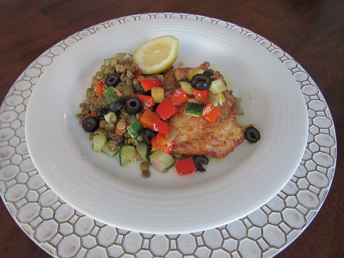 Pangea Modern Mediterranean Diet chicken and lentil salad