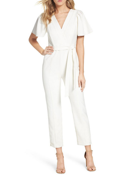 Celebrity Look for Less Romee Strijd white jumpsuit