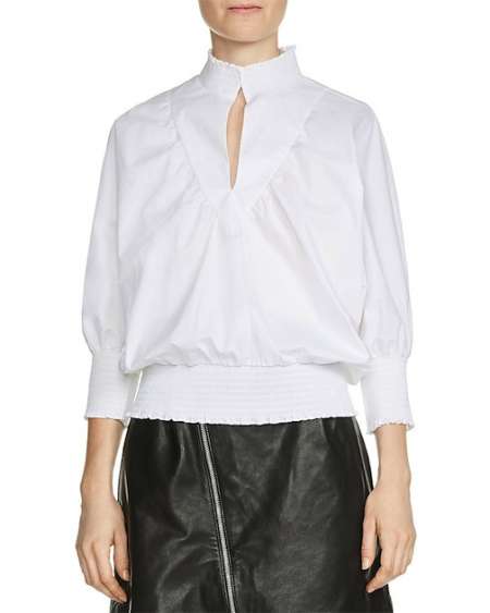 Maje Libou Smocked Top - Fountain Of 30 Nicole Richie Celebrity Look for Less: The Perfect White Blouse