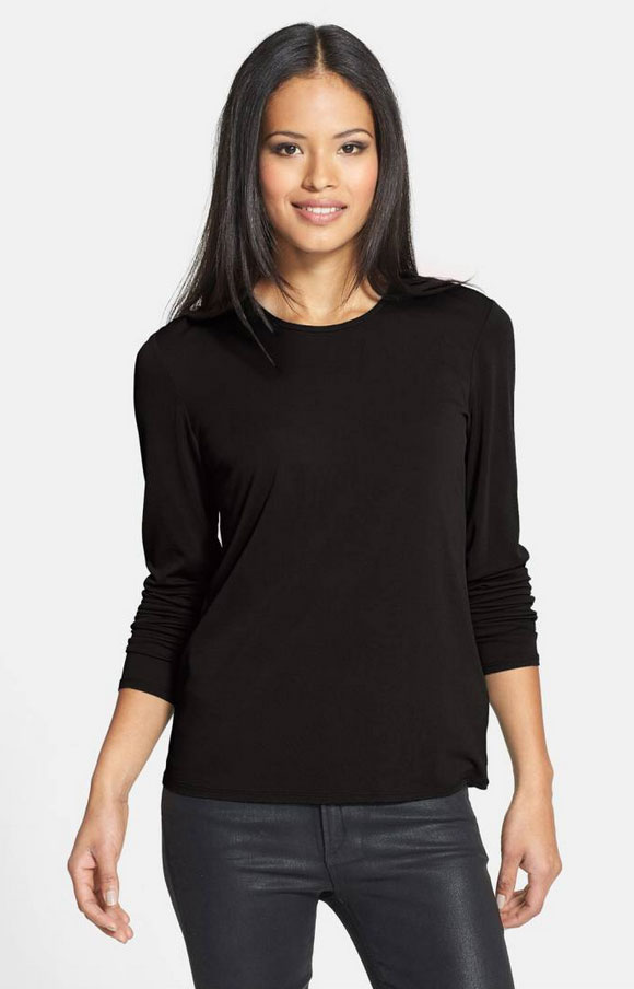 Eileen Fisher Silk Tee in Black Eileen Fisher Silk Tee