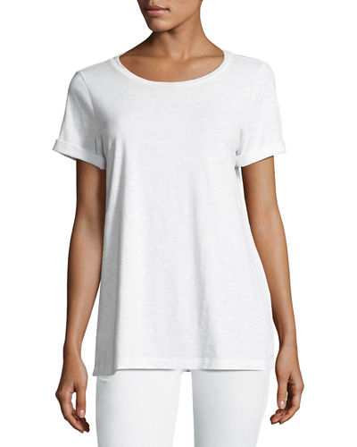 Eileen Fisher white Short-Sleeve Slubby Jersey Tee