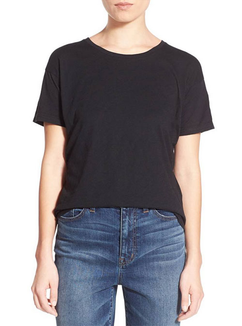 Madewell Black Cotton Crewneck Tee Jessica Alba celebrity look for less black tee shirt