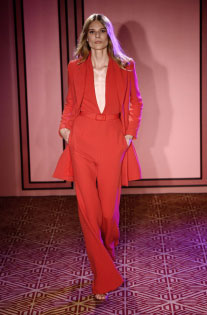 nyfw spring 18 deep plunge v neck red suit Brandon Maxwell