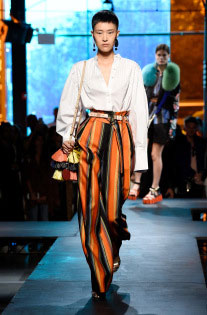 nyfw spring 2018 trend high waist orange stripe pants Diane von Furstenberg