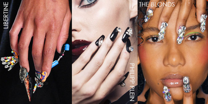 top 10 beauty trends from NYFW Spring 18 jeweled nails