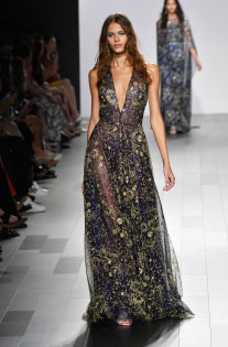 nyfw spring 18 deep plunge v neck gown Tadashi Shoji