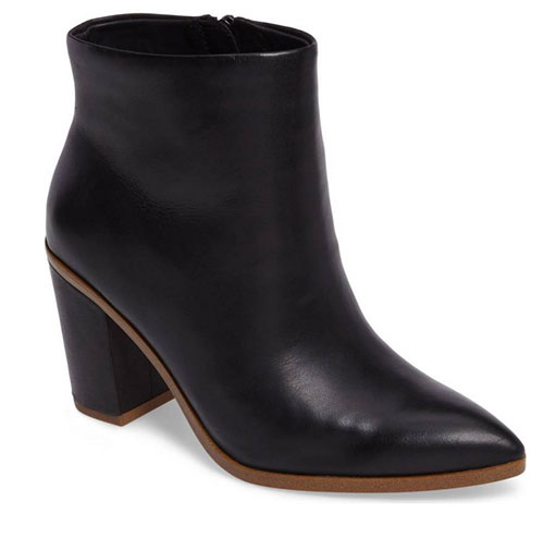 Black 1.STATE Paven Pointy Toe Bootie Nina Garcia celebrity look for less black boots