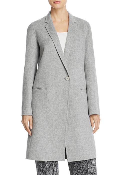 Grey Theory Double-Face Wool and Cashmere Reefer Coat Nina Garcia celebrity look for less grey wool coat