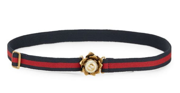 Gucci stripe Faux-Pearl Web Belt Nina Garcia celebrity look for less Gucci belt