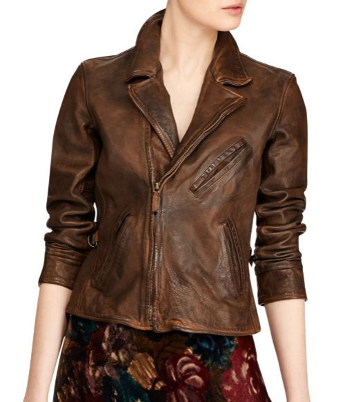 Christie Brinkley celebrity look for less leather jacket