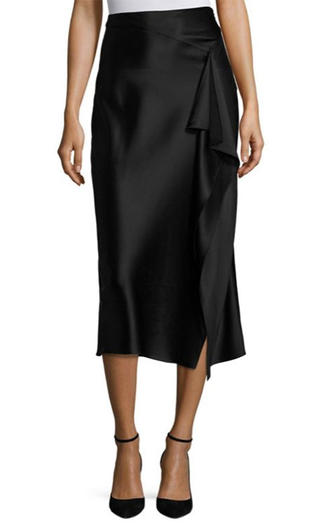 Carine Roitfeld celebrity look for less black Silk Pencil Skirt