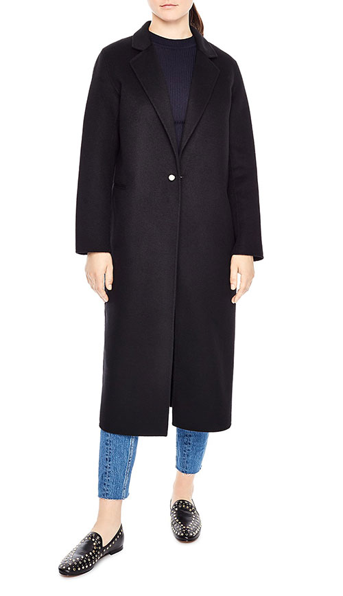 B;ack wool Sandro Hiroko Coat how to dress to impress like Alexa Chung black coat