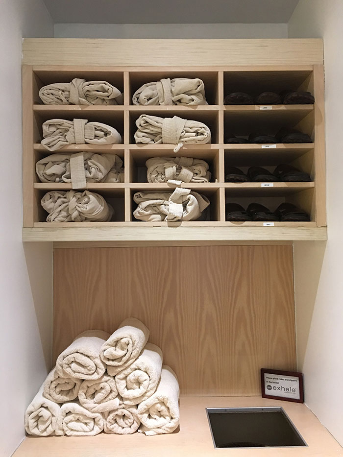 robes and slippers at exhale spa