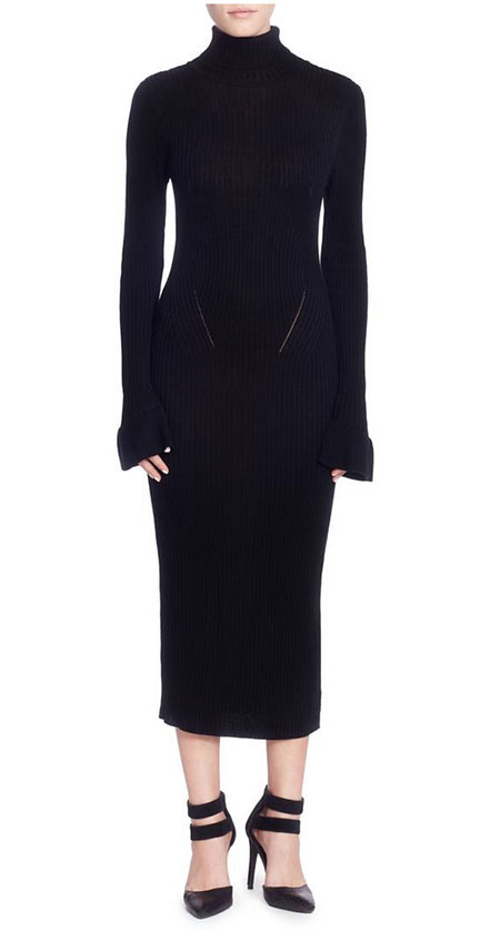 black CATHERINE CATHERINE MALANDRINO Camron Turtleneck Midi Dress Olivia Palermo makes a statement sweater dress