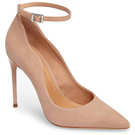 tan suede SCHUTZ Thaynara Ankle Strap Pump Olivia Palermo makes a statement ankle strap pump