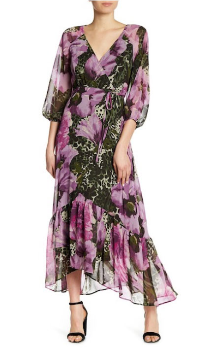 Black Gabby Skye Floral Wrap Dress midi fountainof30