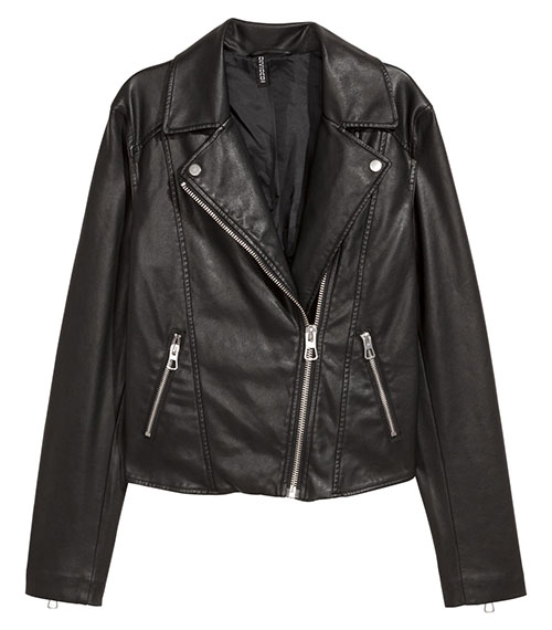 H&M Biker Jacket black faux leather fountainof30