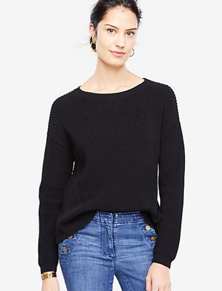 Ann Taylor Crew Neck Sweater black Zanna Roberts Rassi look for less black crew neck sweater