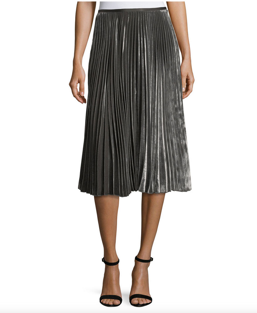 Lafayette 148 New York Ranella Pleated Velvet Skirt Zanna Roberts Rassi look for less pleated skirt