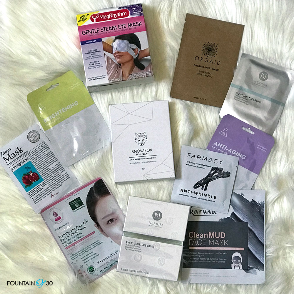 best anti-aging face sheet masks on a white furry rug