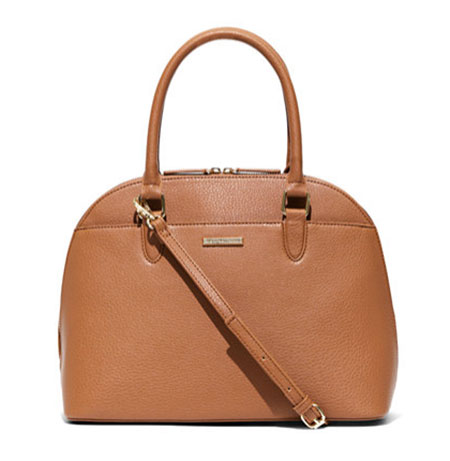 tan Dome-Shape Top-Handle Bag, $59.95