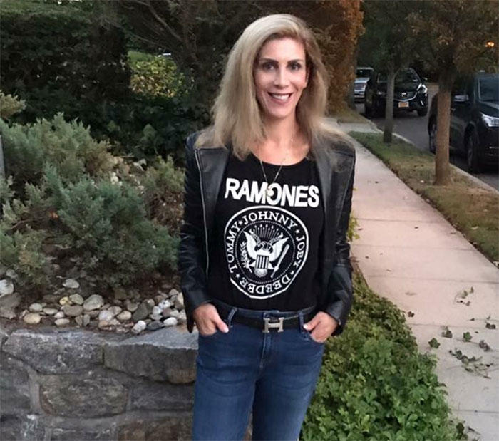 Lauren Dimet Waters wearing a Ramones Tshirt under a leather jacket