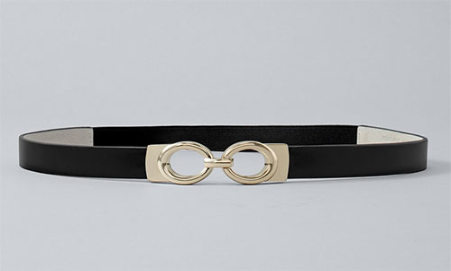 black White House Black Market Patent Skinny Stretch Belt