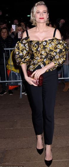 Dolce and Gabbana Alta Moda Events Diane Kruger brocade top black pants