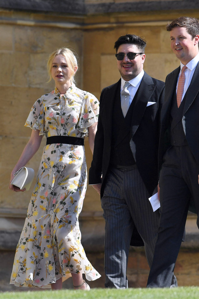 Understated Celebrity Style Carey Mulligan in Erdem Floral dress Royal Wedding 2018