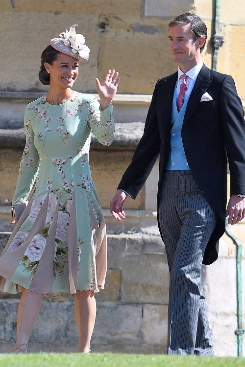 Understated Celebrity Style Pippa Middleton in The Fold green dress royal wedding 2018