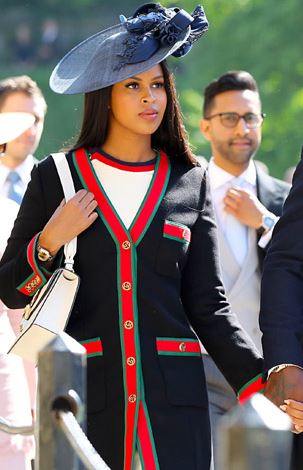 Understated Celebrity Style Sabrina Dhowre in Gucci Royal Wedding 2018