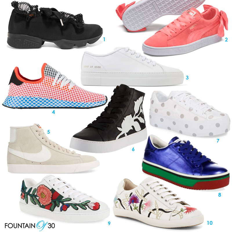stylish sneakers for women over 40 ten pairs 