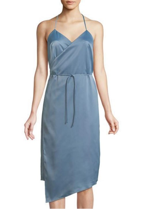 Priyanka Chopra look for less bliue Satin Wrap Slip Dress