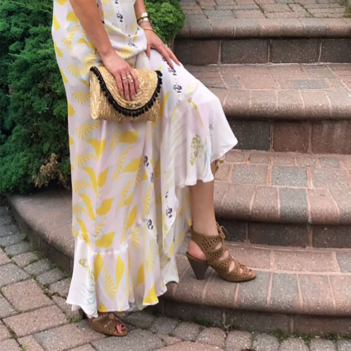 Cynthia Rowley Floral Maxi outfit vince camuto shoes