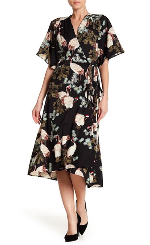 sarah jessica parker flirty floral wrap dress