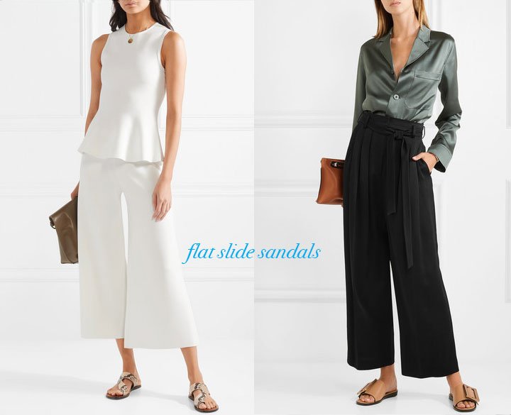 wide leg crop pants with sandals Theory Henriet stretch-knit culottes