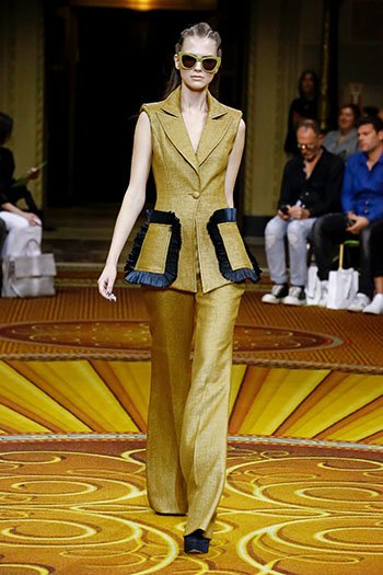 marigold yellow christian siriano pants vest SS19