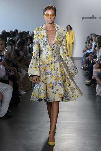  marigold yellow Pamella Roland floral coat dress SS19