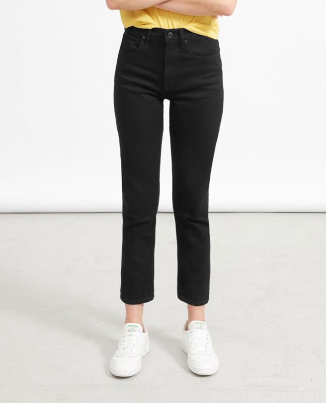 jeans under 100 black straignt leg ankle jeans with white sneakers