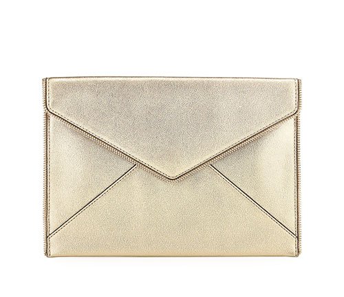 Karlie Kloss Evening Look for Less gold Metallic Leather Clutch Bag