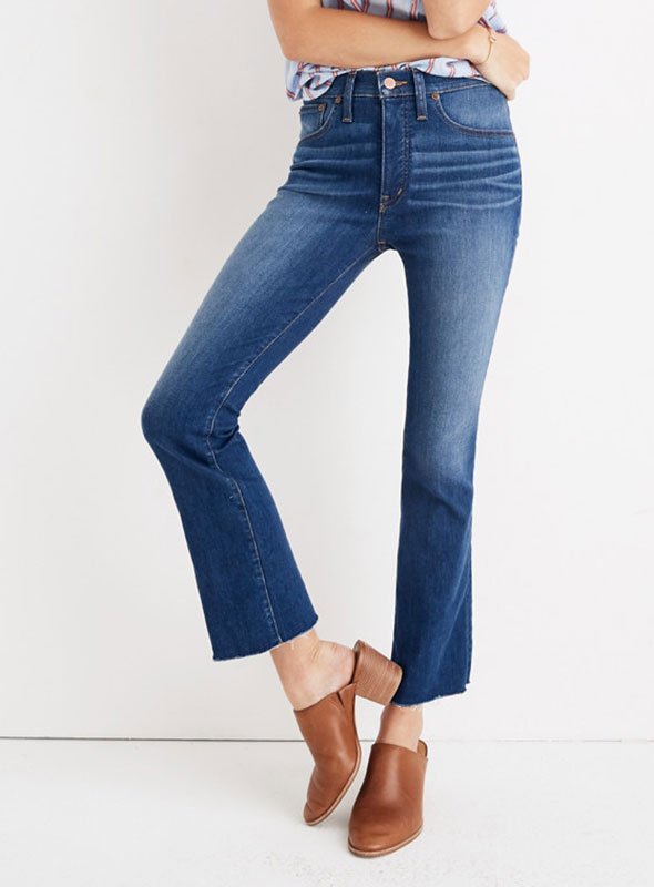 jeans under 100 Demi-Boot Jeans in Marco Wash with brown slide heels