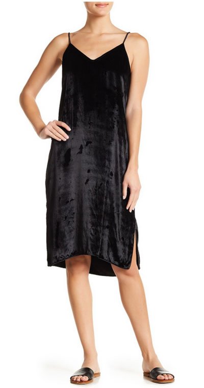 Kristen Bell celebrity look for less Black Velvet Slip Dress,