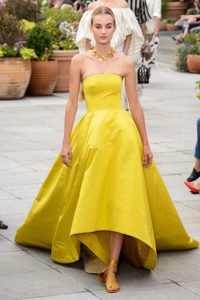 top 10 spring 19 fashion trends bright merigold gown strapless