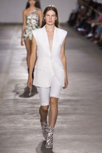 spring 19 fashion trends Roberto Cavalli white shorts vest