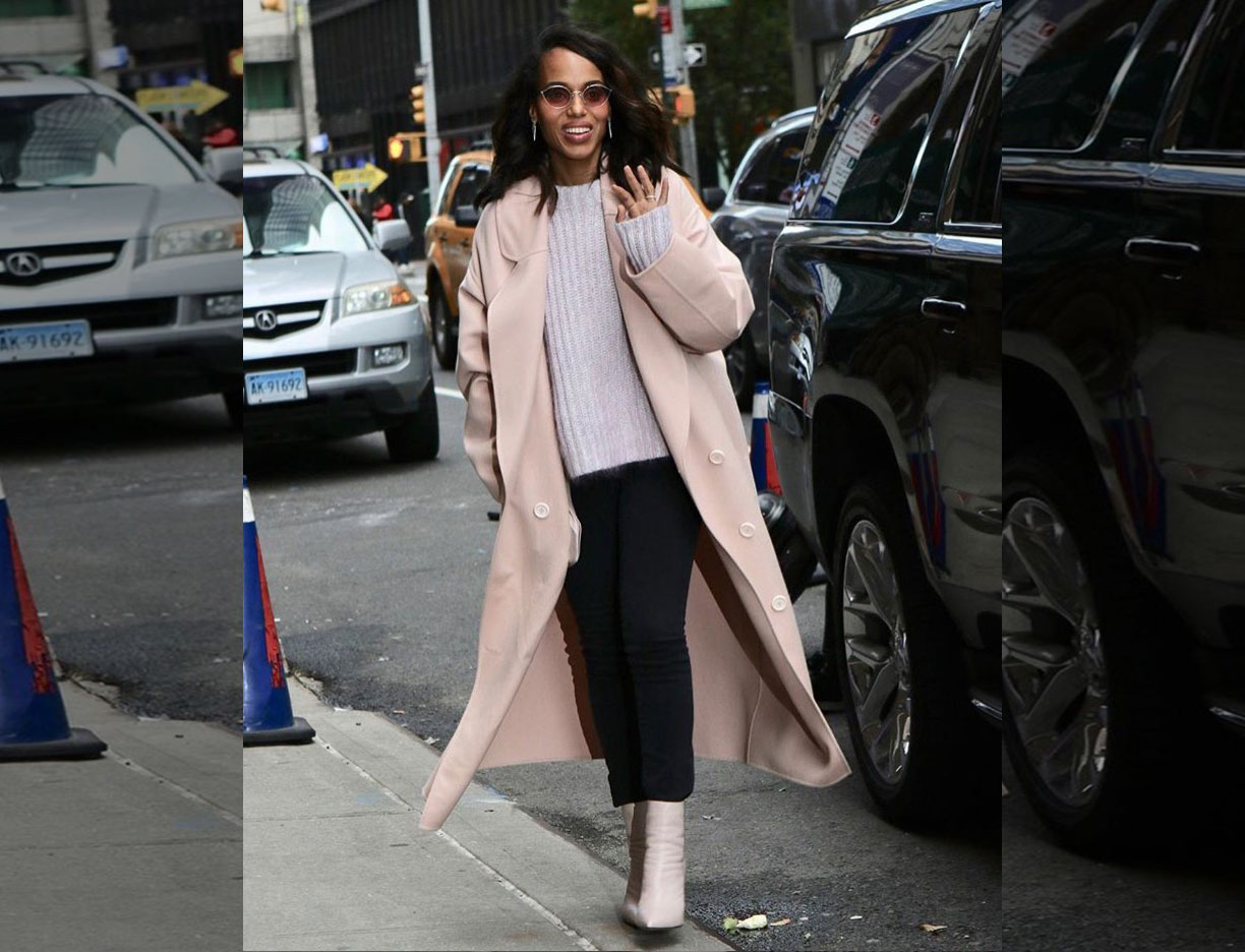 Kerry Washington Cozy Pastel Look