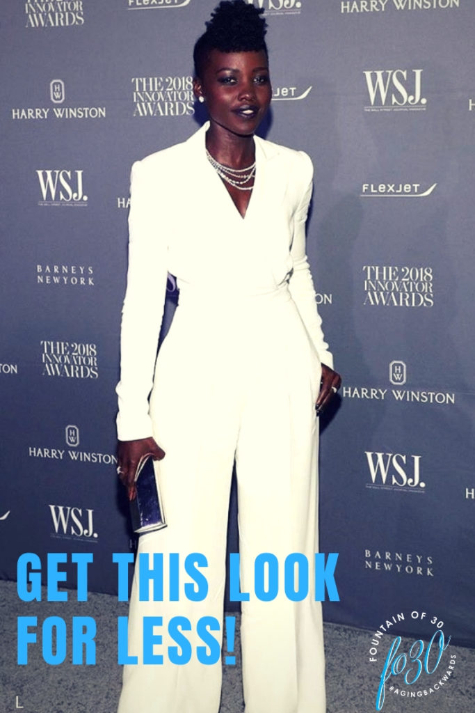 Lupita Nyong'o white jumpsuit look for less