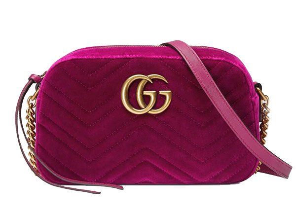 bloggers holiday wishlists gucci magenta velvet hnadbag strap gold gg